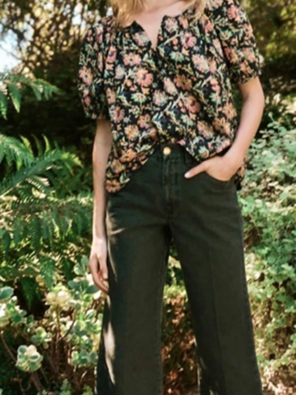 The Great. The Porch Top Black Floral Size 2